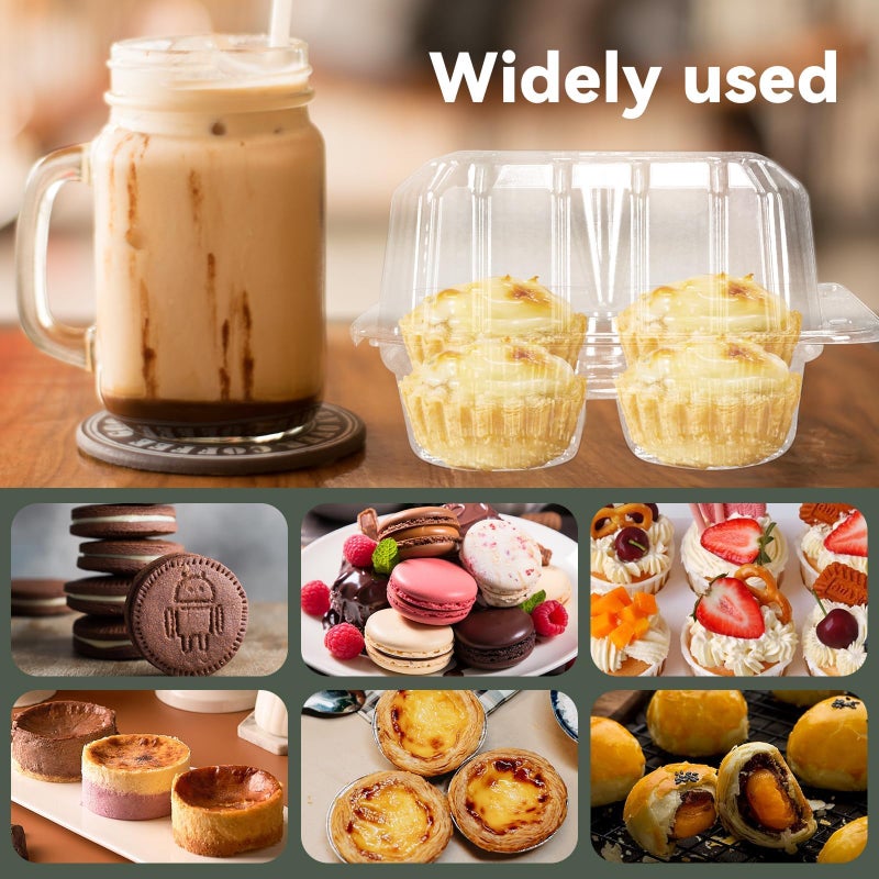 GothaBach 40 Pack 4-Compartment Clear Plastic Cupcake Boxes, 4-Cavity Cupcake Holders, Clear Cupcake Containers (20) - Image 4