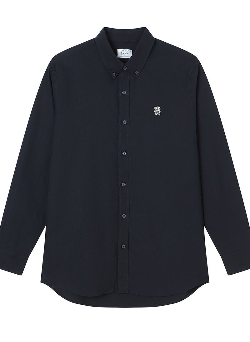 GIORDANO Men’s Cotton Slim Oxford Shirt with Embroidery - Image 3