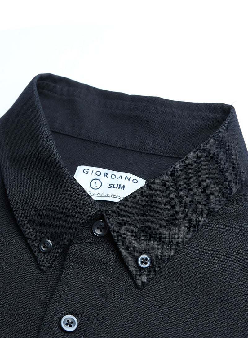 GIORDANO Men’s Cotton Slim Oxford Shirt with Embroidery - Image 5