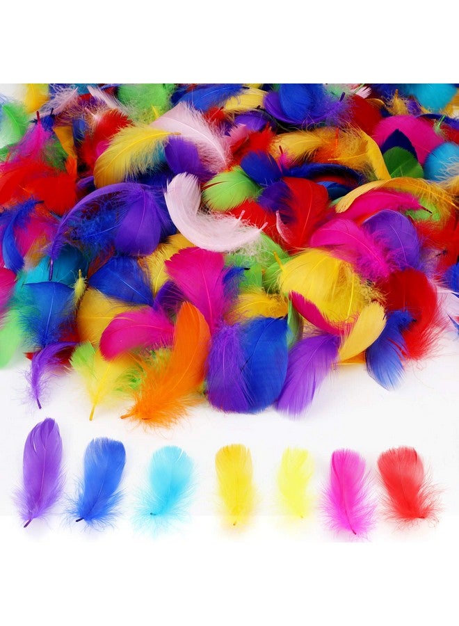 MWOOT 450+ Pcs Colorful Nature Feathers Art Crafts Decorative Goose Feather For Dream Catchers Headband Jewelry Making Wedding Themed Party Festivals - Image 1