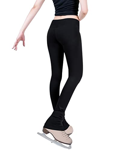 Nymphperi Skating Pants for Girls Size 6-7 Years Old Simple Black Stretch Elasticity Athletic Long Pants for Children Sporter Tumbling Class - Image 2