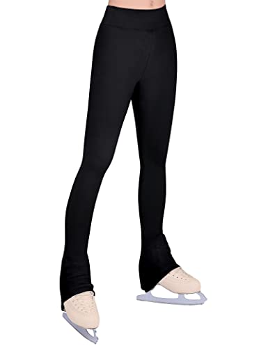Nymphperi Skating Pants for Girls Size 6-7 Years Old Simple Black Stretch Elasticity Athletic Long Pants for Children Sporter Tumbling Class - Image 1