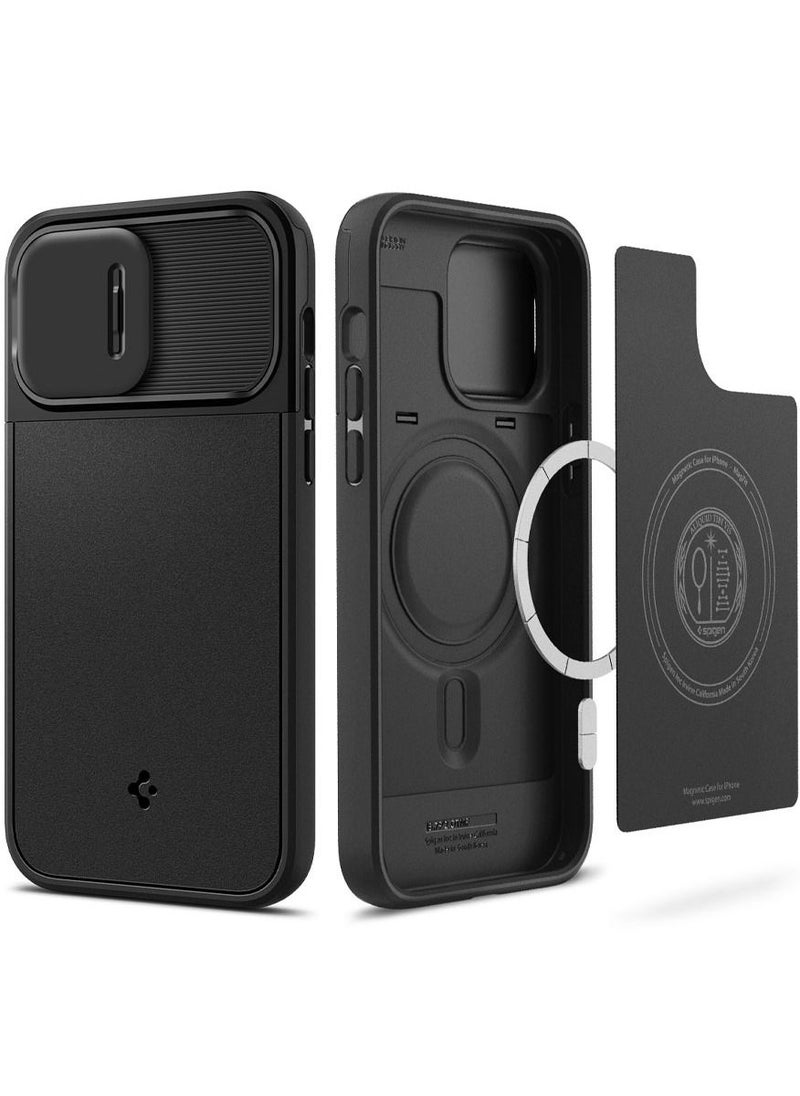 Spigen غطاء حماية Optik Armor (MagFit) لهاتف iPhone 14 Pro مع MagSafe - أسود  - Image 1