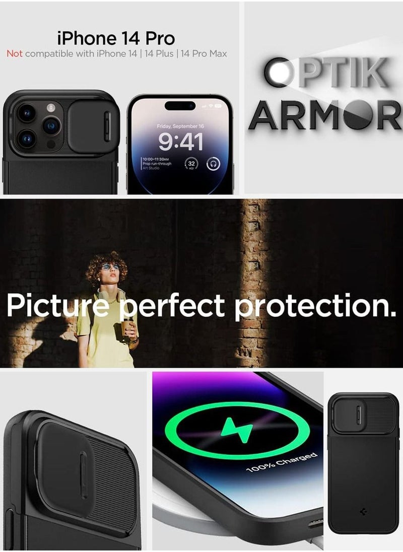 Spigen غطاء حماية Optik Armor (MagFit) لهاتف iPhone 14 Pro مع MagSafe - أسود  - Image 2