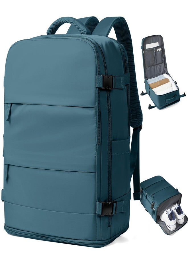 coowoz Large Travel Backpack For Women Men,Carry On Backpack,Hiking Backpack Waterproof Outdoor Sports Rucksack, Peacock Blue, 33L, Travel Backpacks - Image 1