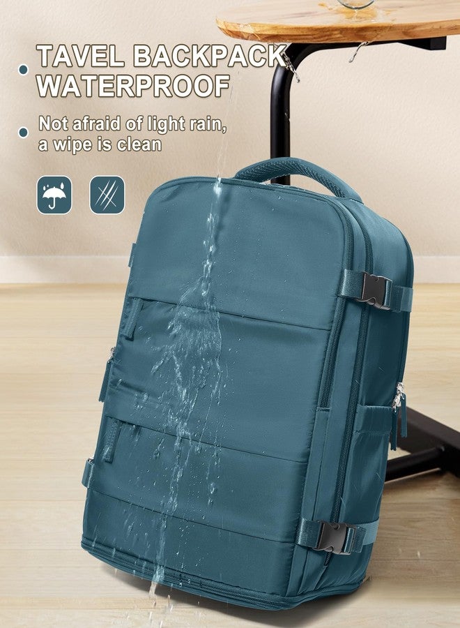 coowoz Large Travel Backpack For Women Men,Carry On Backpack,Hiking Backpack Waterproof Outdoor Sports Rucksack, Peacock Blue, 33L, Travel Backpacks - Image 5