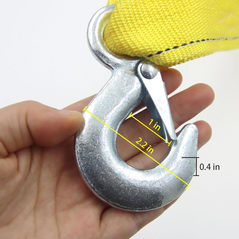 Gihunk Heavy Duty Tow Strap with Safety Hooks | 2” x 16.4’ | 13200 LB Capacity, Tow Rope Yellow Shackle for Vehicle Recovery, Hauling, Stump Removal & Much More,Best Towing Accessory for Car - Image 3