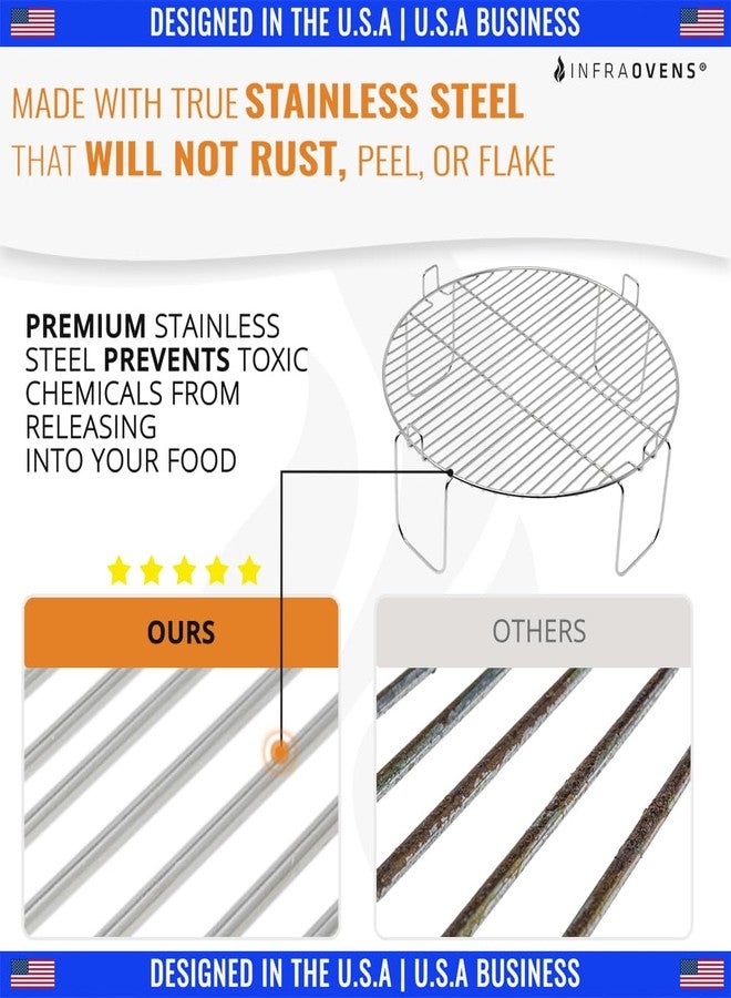 INFRAOVENS 4 inch Stainless Steel Grill Rack Compatible with NuWave® Oven Pro, Primo, NutriChef, Black Decker | Reversible Grate Accessory for Cooking, Baking, Cooling in Infrared Kitchen Convection Toaster Oven - Image 2