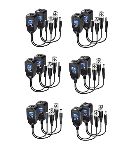 WiredCom Passive Video Balun RJ45 Adapter 8MP Passive Video Video RJ45Balun BNC DC to 5 Network Transceiver Cat5Cat6 Adapter AHDTVICVICVBS Full HD CCTV DVR Security Surveillance Camera System - Image 1