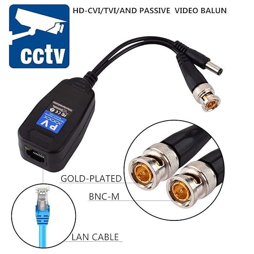 WiredCom Passive Video Balun RJ45 Adapter 8MP Passive Video Video RJ45Balun BNC DC to 5 Network Transceiver Cat5Cat6 Adapter AHDTVICVICVBS Full HD CCTV DVR Security Surveillance Camera System - Image 3