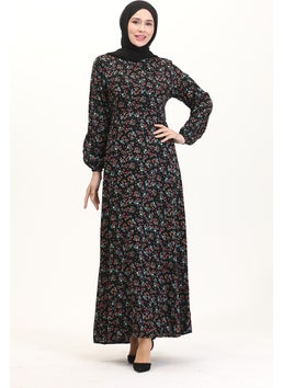 Sefa Merve Waist-Sit Viscose Dress 0524-03 Black  - Image 1