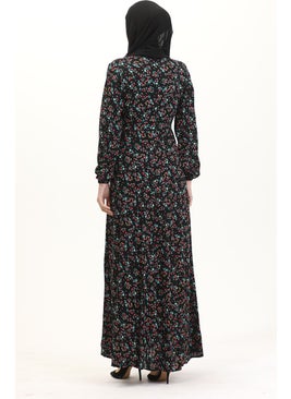 Sefa Merve Waist-Sit Viscose Dress 0524-03 Black  - Image 5