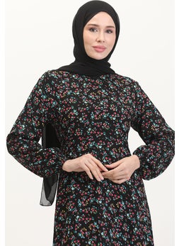Sefa Merve Waist-Sit Viscose Dress 0524-03 Black  - Image 3