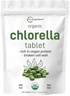 Micro Ingredients Organic Chlorella, Rich in Vegan Protein, Broken Cell Wall, 720 Tablets  - Image 1