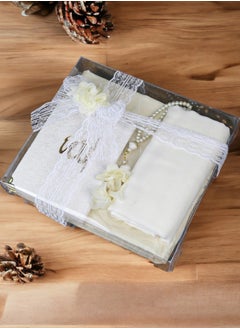 OLUDENIZ Present A Luxurious And Thoughtful Gift In all occasions For The Special Girl In Your Life A Regal White  Velvet Quran, Accompanied By An Elegant Hijab, A Convenient Prayer Mat, And A Beautiful Rosary  - Image 1