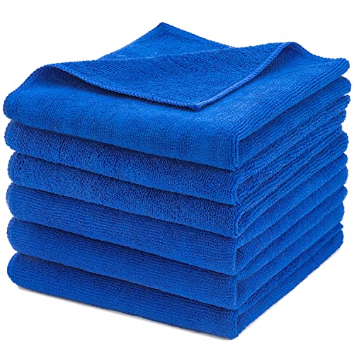 CARCAREZ Premium Microfiber Detailing Towels, 340 GSM Lint Free Car Buffing Waxing Polishing Drying Towel, Pack of 6 (Blue) - Image 1