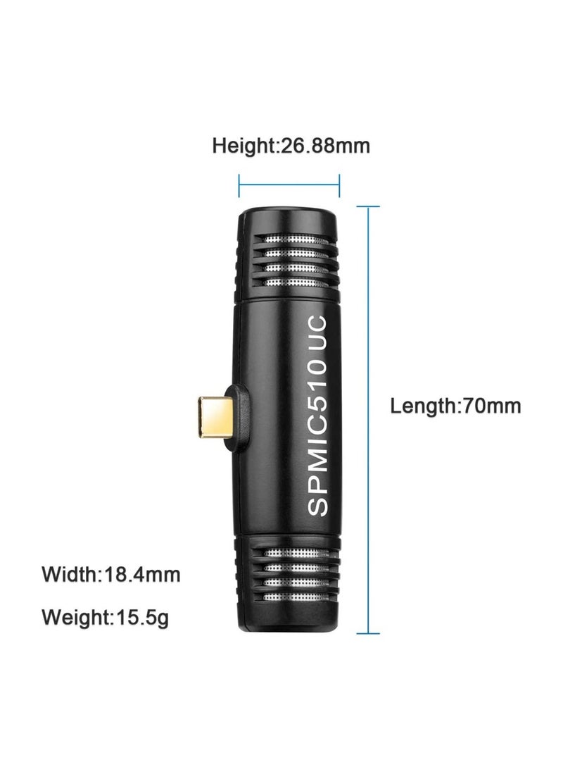 Saramonics - USB C-C / Saramonic Microphone SPMIC510UC Built-in Stereo Condenser Plug and Play Microphone Type-C Compatible with iPad Pro, Samsung Galaxy, LG, HTC Google, and other USB-C devices for video - Image 1