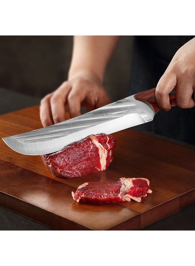 DAMASCO Viking 7-Inch Knife, Hand-Forged Butcher's Knife with Sheath, Chef's Knife, Chopping Knife, Japanese Knife, High Carbon Steel, Suitable for Home, Camping, Barbecue, Meat Cutting - Image 3