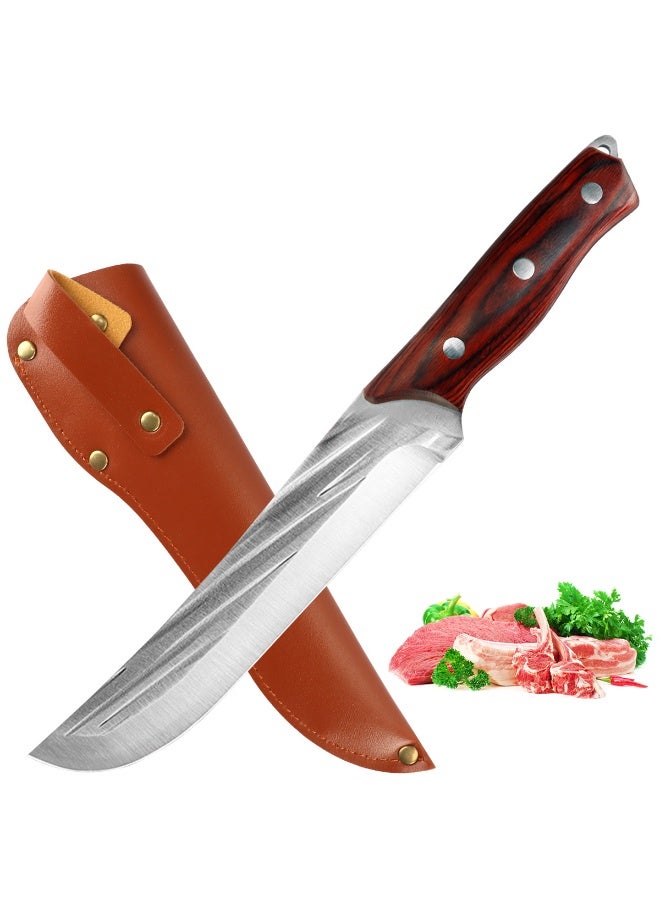 DAMASCO Viking 7-Inch Knife, Hand-Forged Butcher's Knife with Sheath, Chef's Knife, Chopping Knife, Japanese Knife, High Carbon Steel, Suitable for Home, Camping, Barbecue, Meat Cutting - Image 2