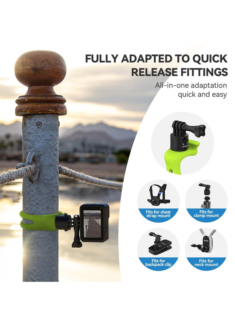 SYOSI - Camera Mount Strap, 360° Flexible Mount Band Wrap Quick Release for Bike/Motorcycle Handlebar, Compatible with GoPro 12 11 10 9 8 7, Insta360 X3 X4 Go3 Ace Pro, DJI Action 4, Pocket 3 - Image 1