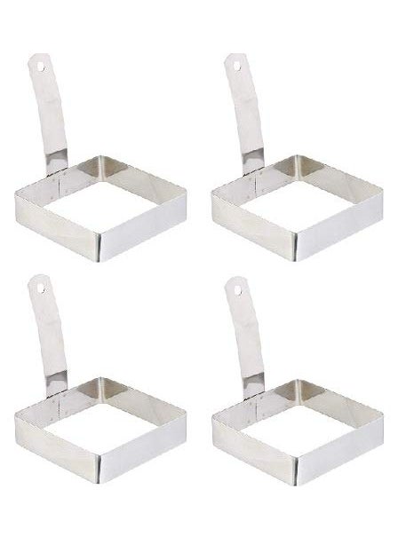 Dynore Stainless Steel 4 Square Egg Ring with Handle