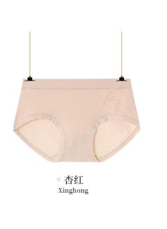 Simple Breathable Cotton Mid-waist Women Underwear Girl Style High Elastic Comfortable Breathable Underwear Apricot red leaves