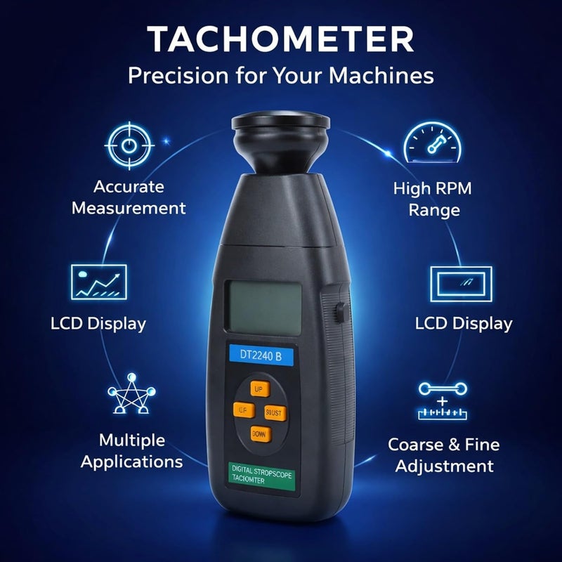 Non Tachometer Photoelectric Speed Meter, Compact Digital Stroboscope Tachometer 60-40000RPM -, Anti Interference Technology, Ideal for Industrial and Maintenance Use - Image 2