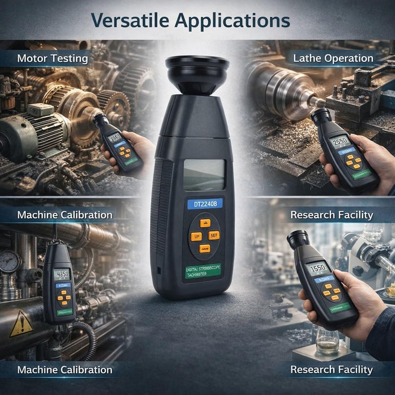 Non Tachometer Photoelectric Speed Meter, Compact Digital Stroboscope Tachometer 60-40000RPM -, Anti Interference Technology, Ideal for Industrial and Maintenance Use - Image 3