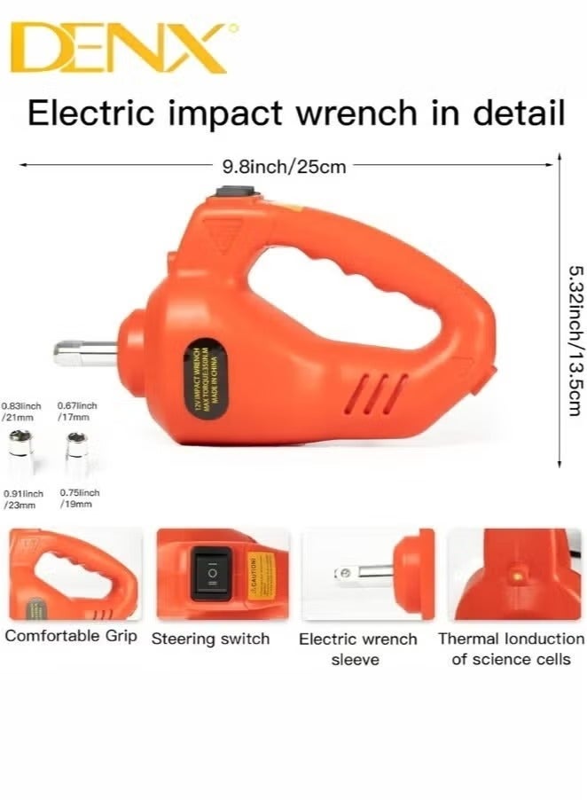 دينكس طقم رافعة هيدروليكية للسيارة سعة 5 أطنان مع مفتاح ربط كهربائي 12 فولت - نطاق الرفع 15-45 سم، يتضمن رافعة كهربائية ومنفاخ هواء وجهاز تحرير الإطارات لتغيير إطارات السيارة بسهولة - Image 3