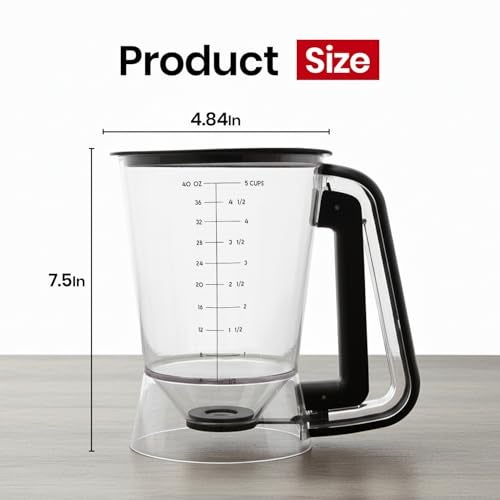 Eggssentials - Pancake Batter Dispenser with 5-Cup Capacity - Waffle Batter Dispenser for Pancakes, Cupcakes & Crepes, Easy-Squeeze Handle, Dishwasher Safe - Black Pancake Dispenser - Image 4