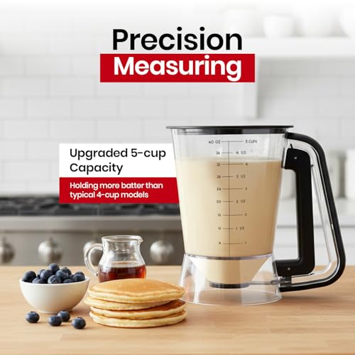 Eggssentials - Pancake Batter Dispenser with 5-Cup Capacity - Waffle Batter Dispenser for Pancakes, Cupcakes & Crepes, Easy-Squeeze Handle, Dishwasher Safe - Black Pancake Dispenser - Image 2
