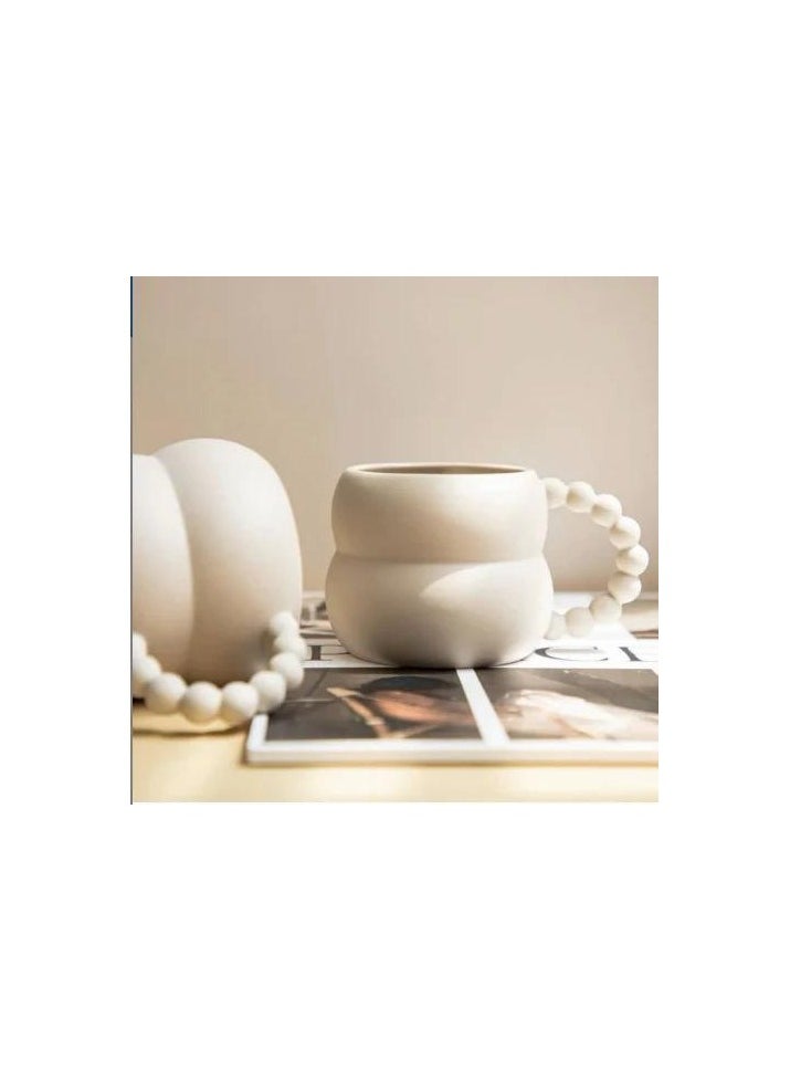 Generic - Modern Ceramic Mug with Beaded Handle capacity 250ml - Image 1