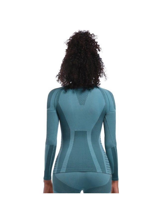 NIBEMINENT Yoga Shirts For Women Long Sleeve Skiwear Winter Fitness Running Gym Clothes Workout Dry Fit Breathable High Elastic Sports Top - Image 2