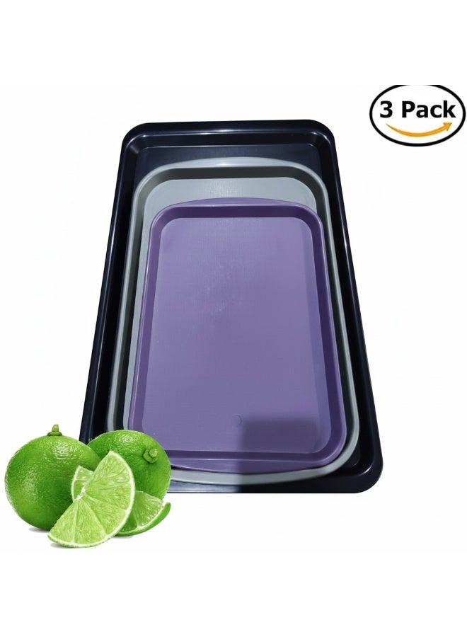 فافيلا طقم صواني تقديم -3 قطع -مقاسات مختلفة- لتقديم الطعام والمشروبات بسهولة مقاوم للبقع والخدوش، سهل التنظيف، خفيف الوزن، مناسب للاستخدام اليومي الداخلي والخارجي، تصميم مريح للحمل والاستخدام مع العربات - متعدد الالوان - Image 1
