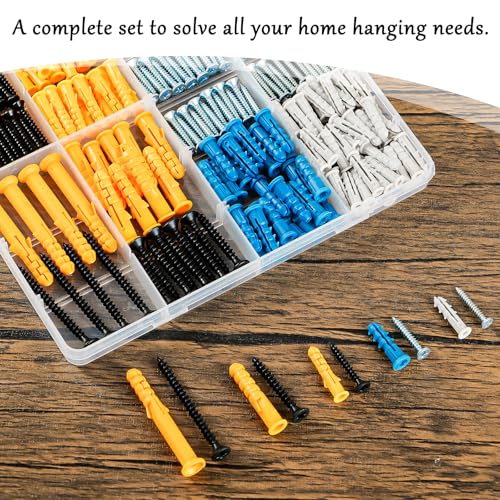 KURUI Wall Anchors Kit for Hanging Wall Art Decor, 270Pcs Picture Hangers Assortment Kit for Drywall Concrete Brick, 135 Screws and 135 Drywall Anchors,Replace Picture Hanging Nails for Frame Tapestry - Image 4