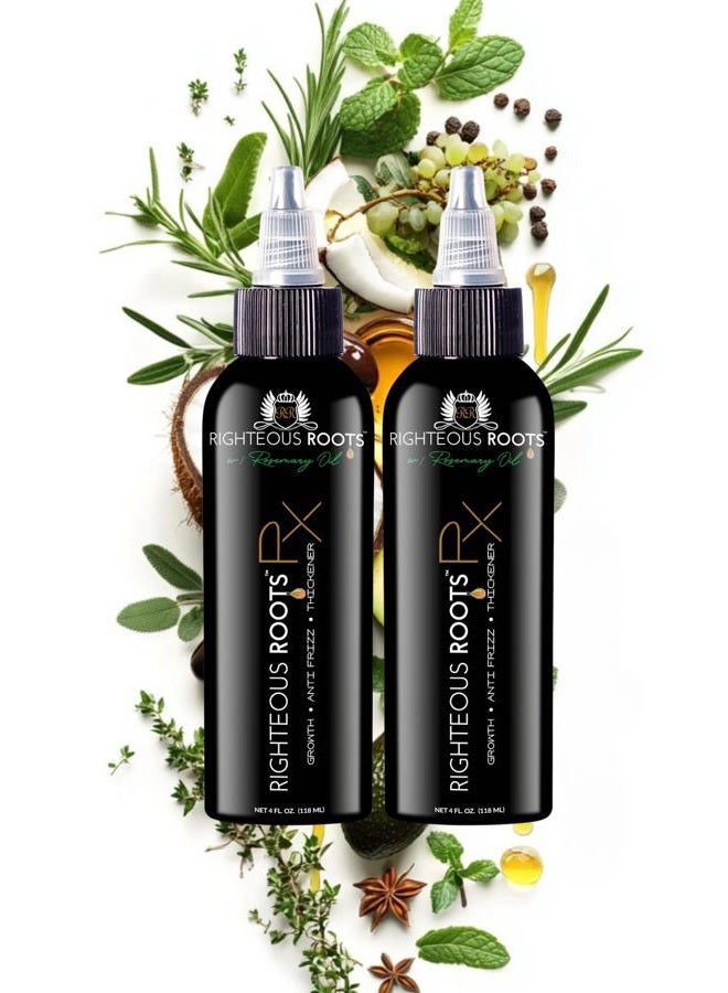 RIGHTEOUS ROOTS Hair Oil for Hair Growth, Anti Frizz and Thickener (4 fl OZ, Pack of 2) - Best for Beard, Curly, Wavy and Natural Hair  - Image 1