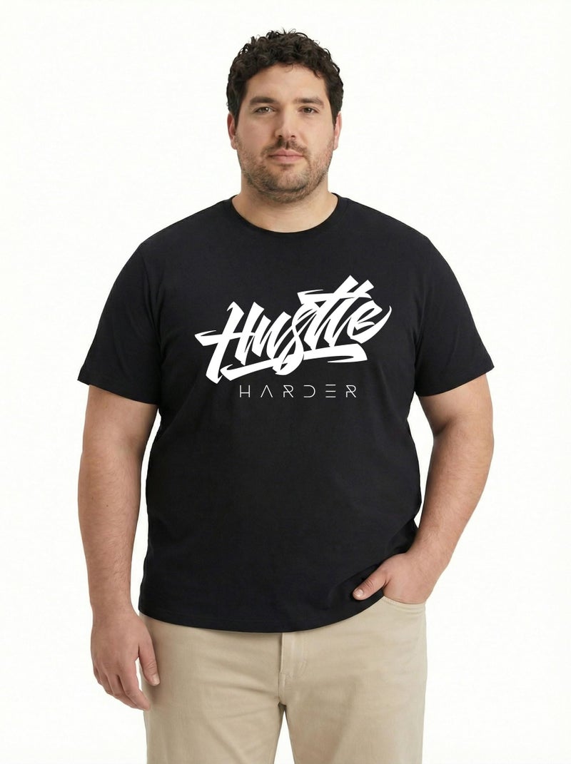 Toodlegram Men Plus Size Printed T-Shirt | Round Neck Half Sleeves | Regular Fit Big & Tall | Pure Cotton Casual Summer Wear T-Shirt for Men Black - Image 2