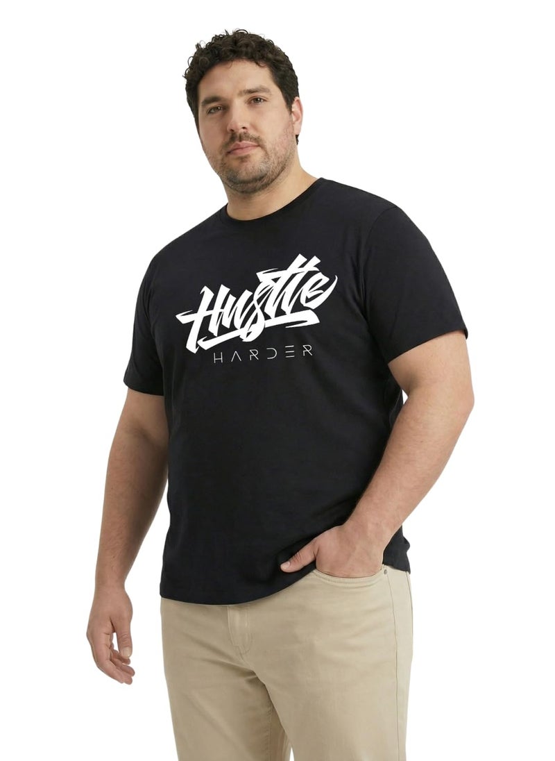 Toodlegram Men Plus Size Printed T-Shirt | Round Neck Half Sleeves | Regular Fit Big & Tall | Pure Cotton Casual Summer Wear T-Shirt for Men Black - Image 1