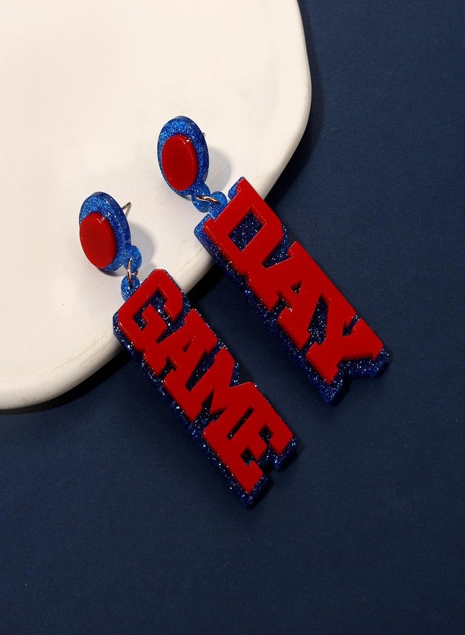 بودرير مجموعة أساور بوديرير 9 قطع ليوم المباراة، أساور مطاطية قابلة للتكديس مزينة بخرز هيشي، مجوهرات فريق كرة القدم، إكسسوارات رياضية لمحبي الرياضة (أزرق وأحمر) - Image 4