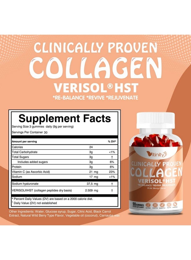 VITINITY VERISOL® HST+HA+VIT C Collagen Hard Chewy Gummies Clinically Proven Beauty.Firmer,Smoother Skin,Fewer Wrinkles,Reduced Cellulite.True Beauty from Within.The Look-Good Feel-Good -30 Day Supply - Image 2