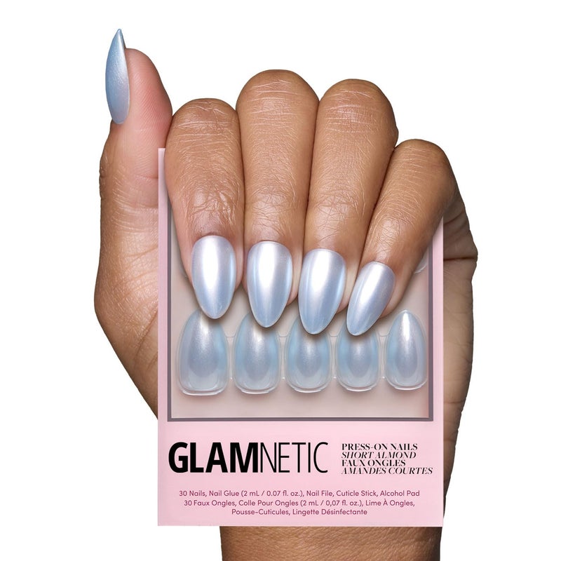 Glamnetic Press On Nails Something Blue Short Almond Fake Nails Baby Blue with a Glossy Glazed Finish Salon Quality 15 Sizes 30 Nail Kit with Glue - Image 2