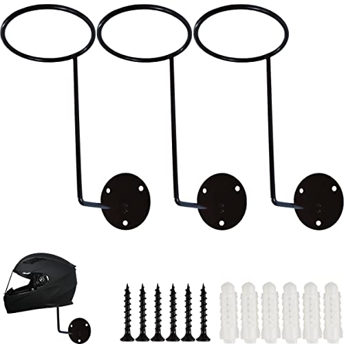 TIHOOD 3PCS Helmet Hanger Helmet Holder Rack Wall Mounted Hook for Coats, Hats, Caps, Motorcycle Accessories(Black) - Image 1