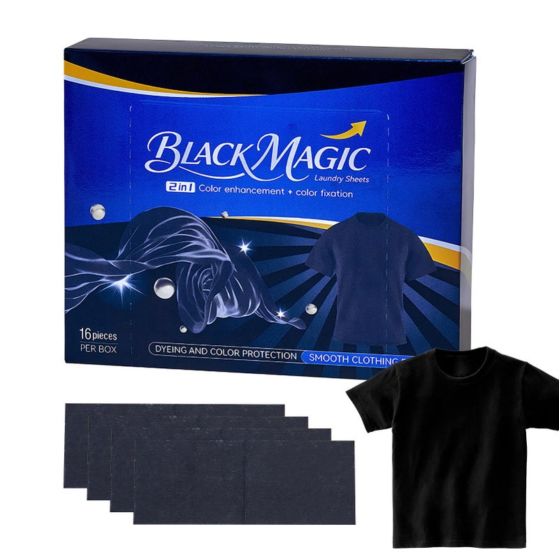 أوراق صبغ الملابس السوداء 16 قطعة لاستعادة الأقمشة الداكنة المكثفة آمنة للغسالة - Image 2
