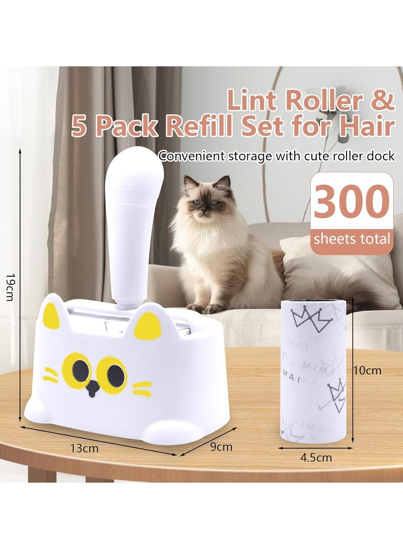 HOMESTAR Lint Roller with Storage Base, Extra Sticky Reusable Pet Hair Remover 5 Refills 300 Sheets Ergonomic Handle Dog Cat Lint Remover Adhesive Lint Brush for Clothes Bed Carpet Car Sofa Dust - Image 4