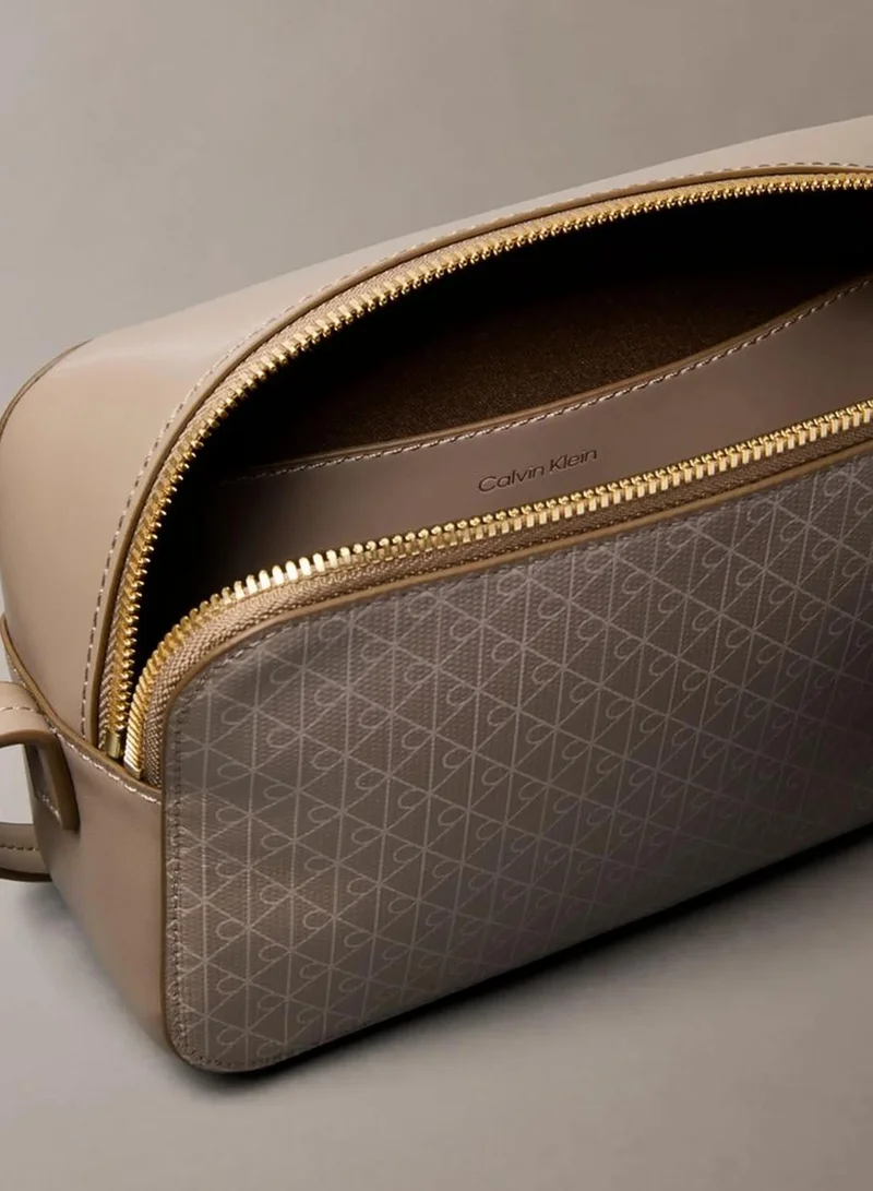 Calvin Klein DESERT TAUPE AOP Allover Monogram Logo Camera Bag for Women | Best Price UAE