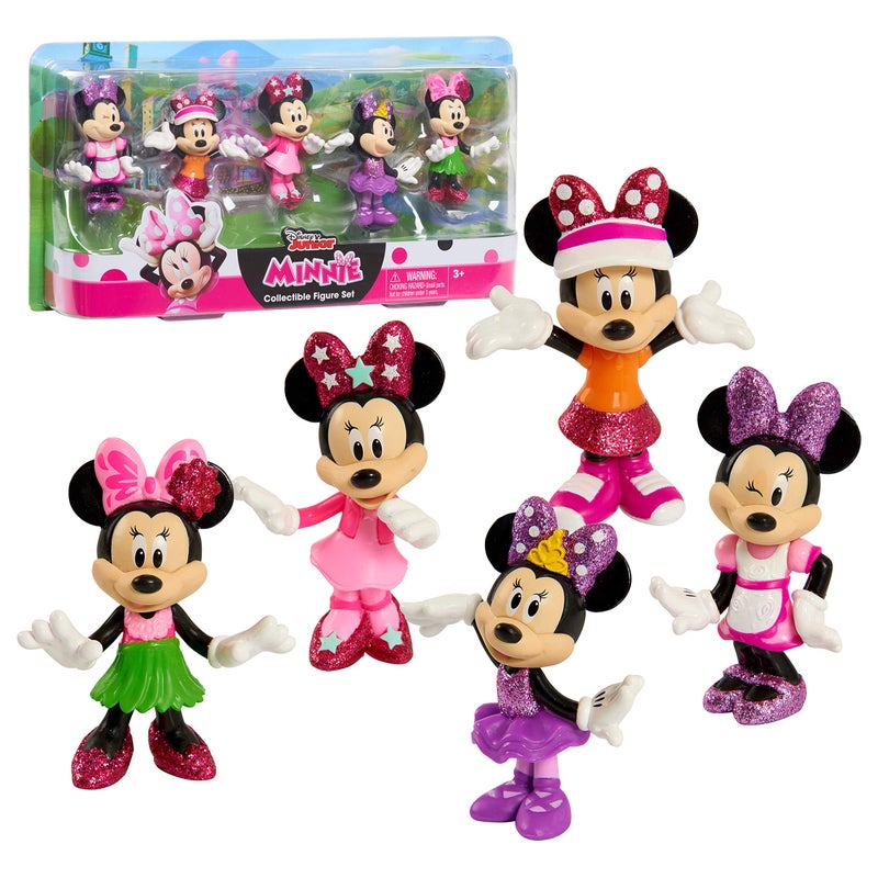Minnie Disney Junior Minnie Mouse 3-inch Collectible Figure Set, 5 Piece Set, Officially Licensed Kids Toys for Ages 3 Up by Just Play - Image 1