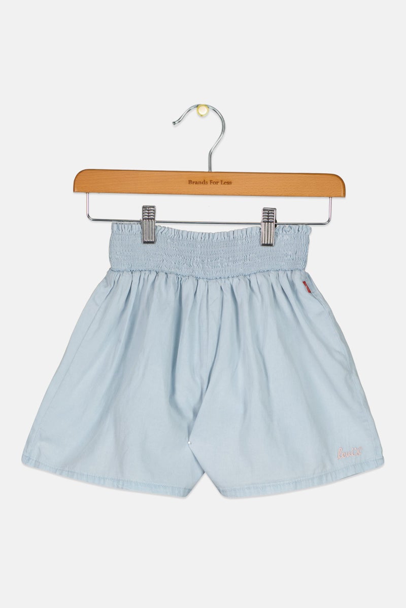 Levi's Kids Girl Embroidered Logo Basic Shorts, Light Blue - Image 2