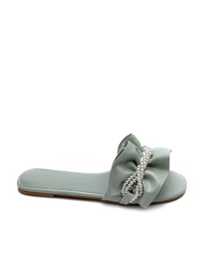 Pearl Detailed Ruched Slide Sandal MY 221