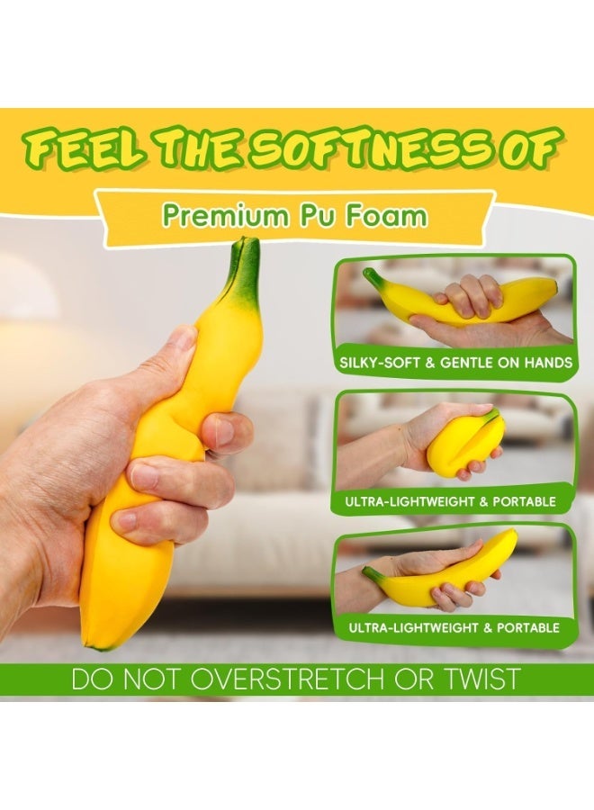 Whimsy 2026 New Bannana Squishy Stress Toy Fake Stretchy Banana Foam Squishies Squishy Fidget Toys Stress Relief Anti Stress Stretchy Bannana Toys and Enhancement for Work School, Soft PU Foam（17cm) - Image 3