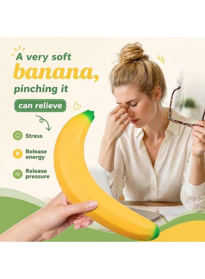Whimsy 2026 New Bannana Squishy Stress Toy Fake Stretchy Banana Foam Squishies Squishy Fidget Toys Stress Relief Anti Stress Stretchy Bannana Toys and Enhancement for Work School, Soft PU Foam（17cm) - Image 2